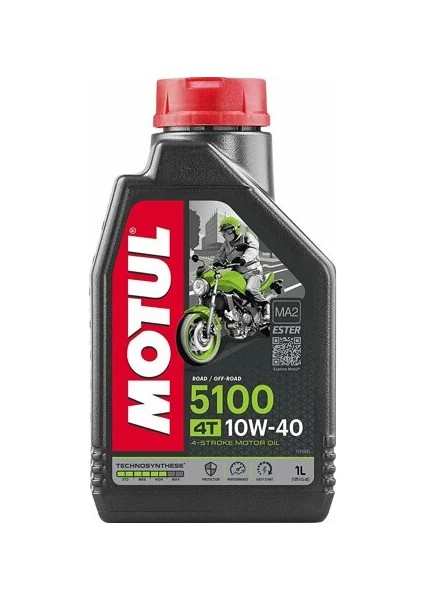 4T 5100 10W-40 Motosiklet Yağı 1 Litre Yüksek Performanslı 4 Zamanlı Motorlar İçin