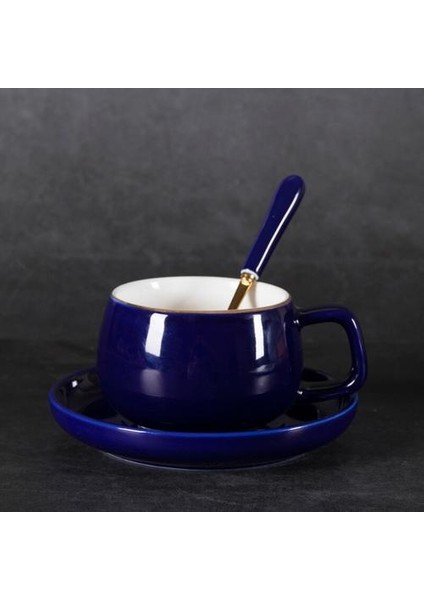 Cappuccino Latte Mavi Dağ Kahve Süt Kupası |kahve Fincanı ve Tabağı Seti (Yurt Dışından)