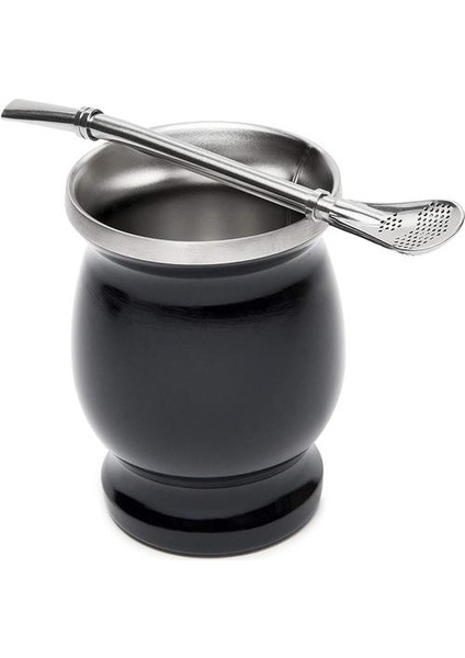 Doğal Kabak Çay Bardağı Seti 8 Ounces Mate Saman Paslanmaz Çelik Çift Duvarlı Kolay Temiz Yalıtımlı Kahve Fincanları Taza Kupa Kupalar Siyah (Yurt Dışından)