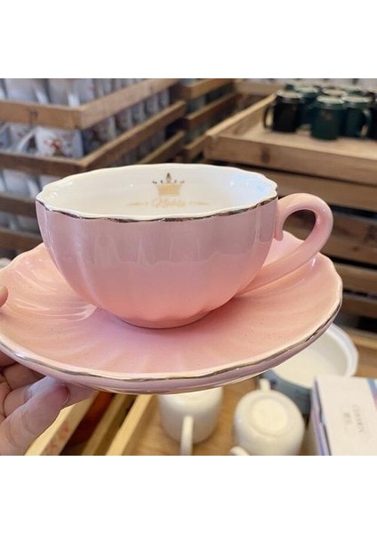 Sevimli Kabak Kupası Seramik Kahve Kupa Seti Siyah Çay Bardağı Öğleden Sonra Çiçek Çay Bardağı Daire Altın Çift Vaso Para Cafe Drinkware Kahve Kupası ve Tabak Setleri (Yurt Dışından)