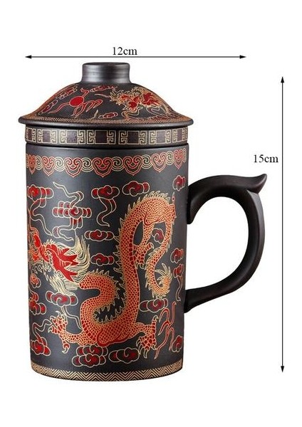 El Yapımı Mor Kil Pu'er Filtreli Seramik Bardak Ofis Su Bardakları Seyahat Kung Fu Çay Seti Drinkware Teacups (Yurt Dışından)