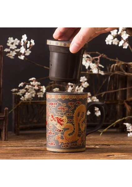 El Yapımı Mor Kil Pu'er Filtreli Seramik Bardak Ofis Su Bardakları Seyahat Kung Fu Çay Seti Drinkware Teacups (Yurt Dışından)