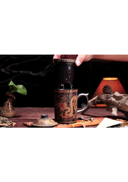 El Yapımı Mor Kil Pu'er Filtreli Seramik Bardak Ofis Su Bardakları Seyahat Kung Fu Çay Seti Drinkware Teacups (Yurt Dışından)