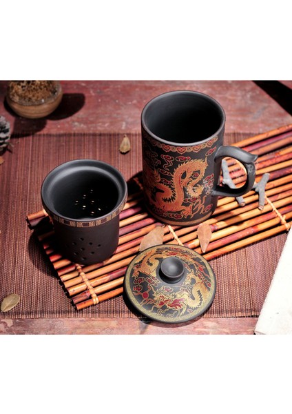 El Yapımı Mor Kil Pu'er Filtreli Seramik Bardak Ofis Su Bardakları Seyahat Kung Fu Çay Seti Drinkware Teacups (Yurt Dışından)