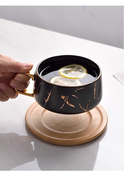 Nordic Mermer Kahve Kupalar Mat Lüks Su Cafe Çay Süt Bardaklar Yoğunlaştırılmış Kahve Seramik Fincan Daire Daire Seti Çanak Kaşık Seti Kupalar (Yurt Dışından)