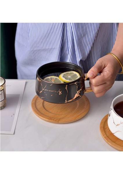 Nordic Mermer Kahve Kupalar Mat Lüks Su Cafe Çay Süt Bardaklar Yoğunlaştırılmış Kahve Seramik Fincan Daire Daire Seti Çanak Kaşık Seti Kupalar (Yurt Dışından)