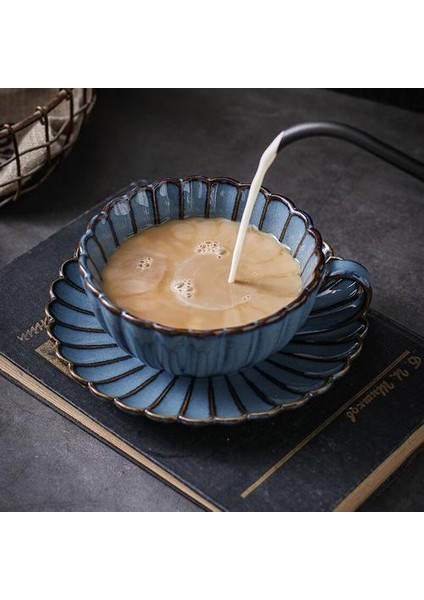 Japon Tarzı Seramik Retro Fırın Döndü Kahve Fincanı ve Tabağı Seti Süt Su Seti Drinkware Kupa ve Tabaklar (Yurt Dışından)