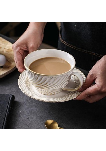Japon Tarzı Basit Seramik Kahve Fincanı ve Daire Yüksek Sıcaklık Underglaze Çay Süt Kupa Ev Kupası Seti Drinkware Kupalar ve Tabaklar (Yurt Dışından)