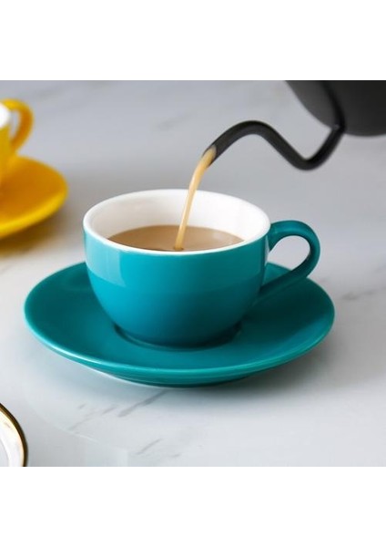 Yüksek Dereceli Seramik Kahve Fincanları Set Basit Avrupa Tarzı Cappuccino Çiçek Latte Kahve Fincanı ve Tabak Setleri (Yurt Dışından)