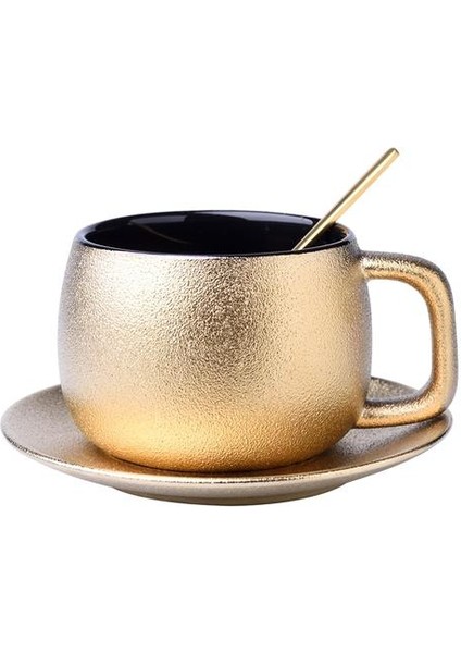 Küçük Lüks Altın Seramik Kahve Fincanı Set Ev Basit Modern Çay Bardağı Seti Nordic Öğleden Sonra Çay Teacup Sacker Kahve Kupası Kahve Kupası ve Tabak Setleri (Yurt Dışından)