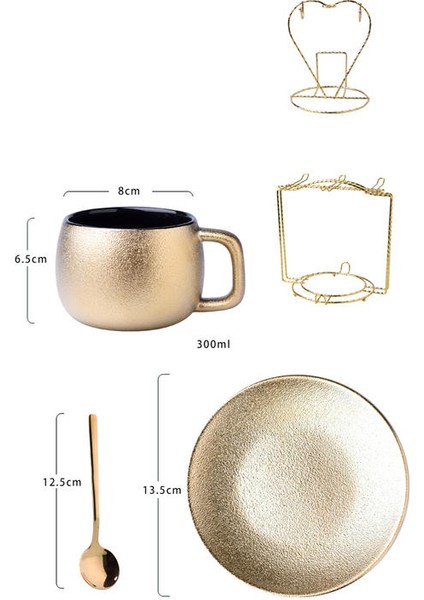 Küçük Lüks Altın Seramik Kahve Fincanı Set Ev Basit Modern Çay Bardağı Seti Nordic Öğleden Sonra Çay Teacup Sacker Kahve Kupası Kahve Kupası ve Tabak Setleri (Yurt Dışından)