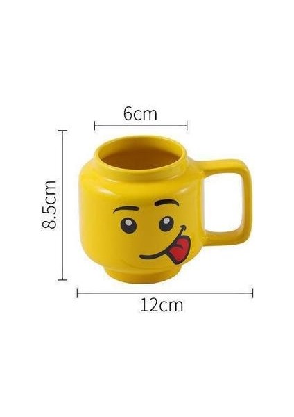 250ML Gülümseme Seramik Kupası Erkekler ve Kadınlar Ifade Karikatür Fincan Kahve Süt Çay Içme Kupası Noel Çocuk Kupası Kupalar Sarı (Yurt Dışından)