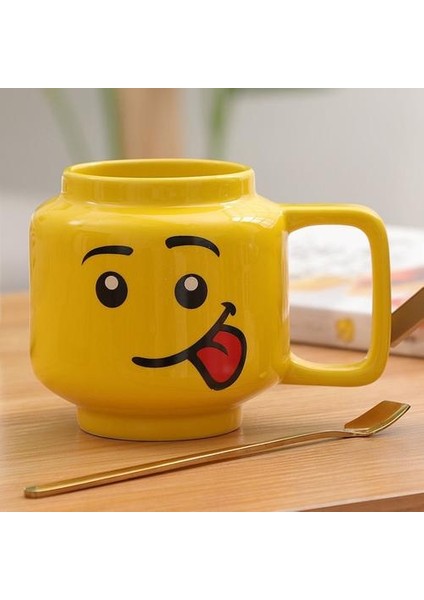 250ML Gülümseme Seramik Kupası Erkekler ve Kadınlar Ifade Karikatür Fincan Kahve Süt Çay Içme Kupası Noel Çocuk Kupası Kupalar Sarı (Yurt Dışından)