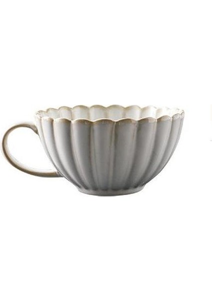 Japon Retro Krizantem Seramik Kupa Süt Çay Bardağı Kahvaltı Kupa Çanak Bardaklar Büyük Kapasiteli Petal Kupalar Kahve Kupa Kupalar Beyaz (Yurt Dışından)