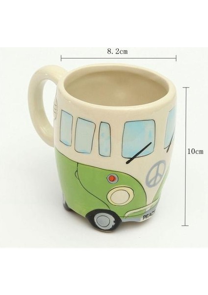 400 ml Yaratıcı El Boyama Çift Otobüs Kupalar Retro Seramik Fincan Kahve Süt Çay Kupa Drinkware Novetly Kupalar Yeşil (Yurt Dışından)