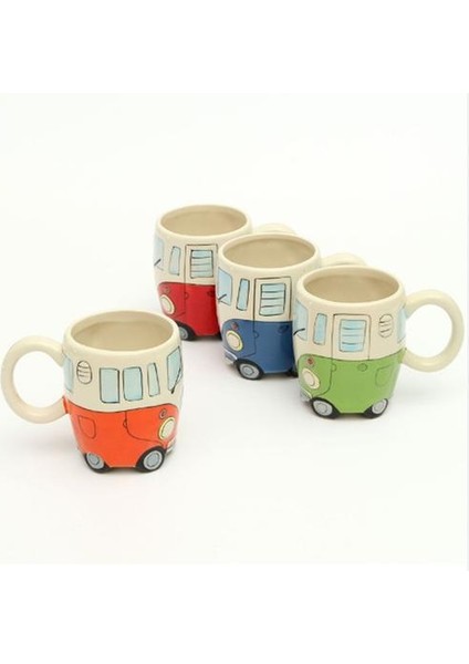400 ml Yaratıcı El Boyama Çift Otobüs Kupalar Retro Seramik Fincan Kahve Süt Çay Kupa Drinkware Novetly Kupalar Yeşil (Yurt Dışından)