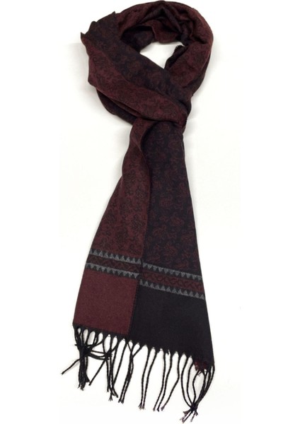 Kırmızı - Siyah Motif Desen Erkek Kaşkol K383