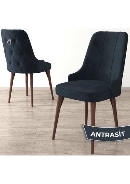 Concept Nev Serisi 80 x 132 cm Açılabilir Barok Ahşap Desen Masa Takımı 6 Sandalye Gümüş Halkalı