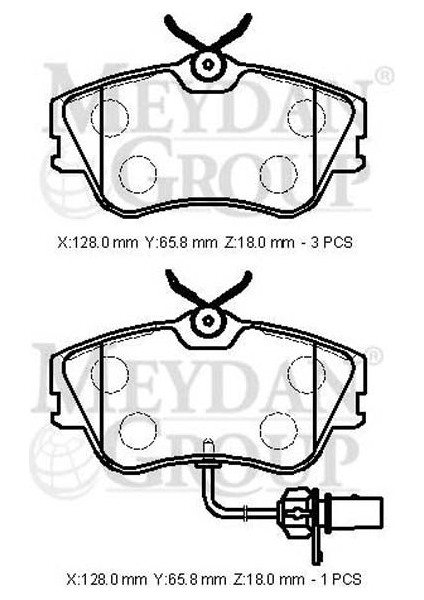 Volkswagen Transporter- T4- 96/01; Ön Fren Balatası 1,9/2.4/2,5 (1 KABLOLU)(DİSK)128X65,8X18)BRAMAX)