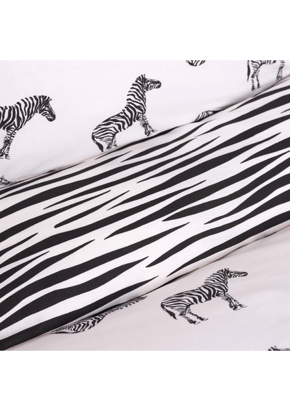 Zebra Siyah %100 Pamuk Çift Kişilik Nevresim Yastık Seti fiyatları