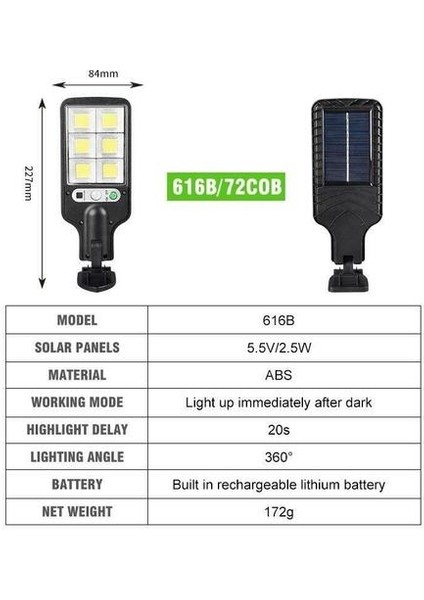 (616A / 18LED) 2x LED Güneş Duvar Işık Hareket Sensörü (Yurt Dışından)