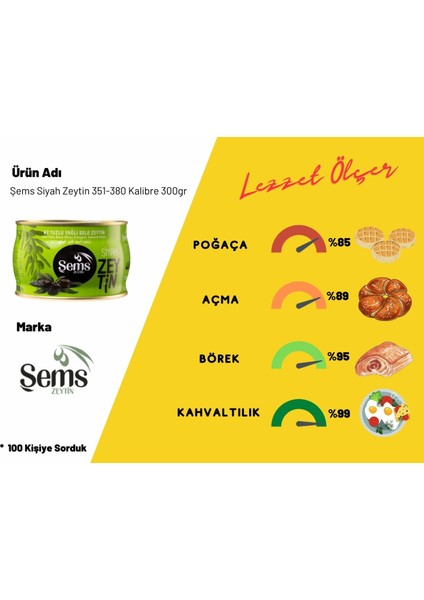 Şems Siyah Zeytin 351-380 Kalibre 300GR