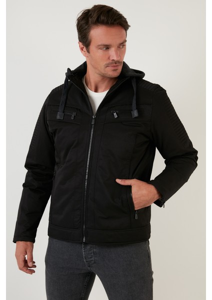 Slim Fit Peluş Astarlı Çıkarılabilir Kapüşonlu Mont Erkek Mont 5855031