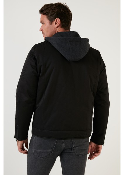 Slim Fit Peluş Astarlı Çıkarılabilir Kapüşonlu Mont Erkek Mont 5855031