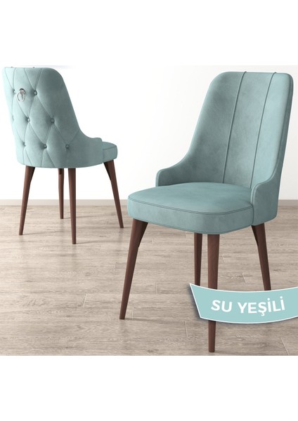 Concept Nev Serisi 80 x 132 cm Açılabilir Beyaz Masa Ceviz Ayak Masa Takımı 6 Sandalye Gümüş Halkalı fırsatları