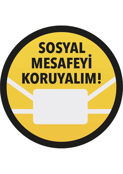 Sosyal Mesafe Yer Sticker Maskeli