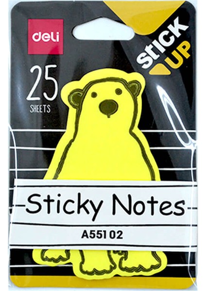 A55102 Sticky Notes Yapışkanlı Not Kağıdı 25 Sheets Hayvan Figürlü