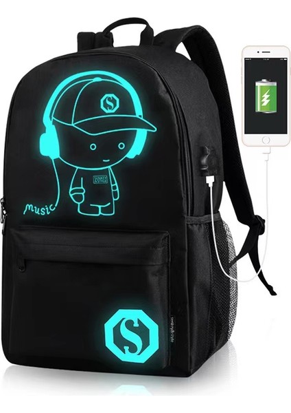 USB Şarj Cool Boys Okul Su Geçirmez Aydınlık Müzik Çocuk Sırt Çantası (Yurt Dışından)