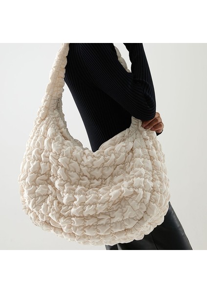 Pileli Bez Çanta Günlük Büyük Kapasiteli Aşağı Pamuklu Crossbody Çanta (Yurt Dışından) fiyatları