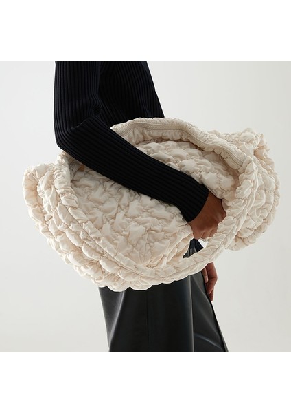Pileli Bez Çanta Günlük Büyük Kapasiteli Aşağı Pamuklu Crossbody Çanta (Yurt Dışından) modelleri