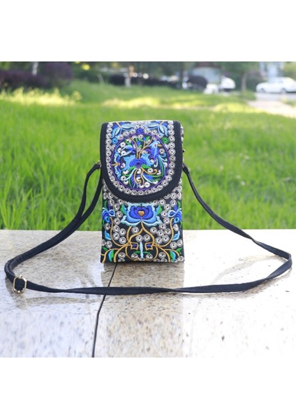 Işlemeli Moda Messenger Çanta Çok Yönlü Mini Kadınlar Tek Omuz Telefon Çantası (Yurt Dışından)