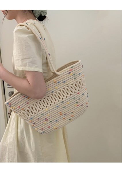 Moda Hollow Pamuklu Dokuma Tote Hasır Plaj Çantası Kadın Çanta (Yurt Dışından) fiyatları
