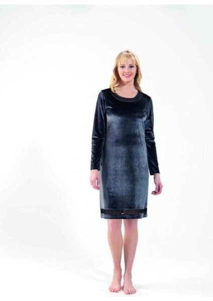 6550-BLACKSPADE Kadif Elbise Gecelik -Gri