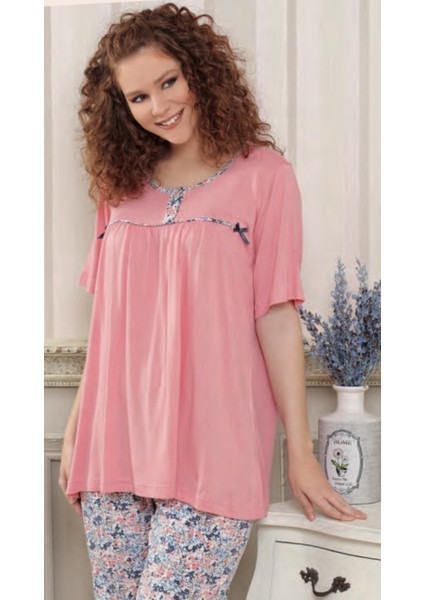 2231-PELIN Bayan Pijama Takım-Nar Çiçeği