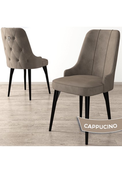 Concept Nev Serisi 80 x 132 cm Açılabilir Siyah Mermer Desen Masa Takımı 6 Sandalye Gümüş Halkalı