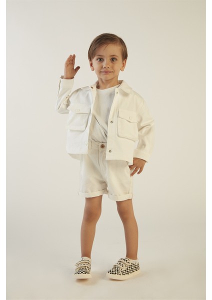 Erkek Çocuk Baskılı Beyaz Kot Ceket fiyatları