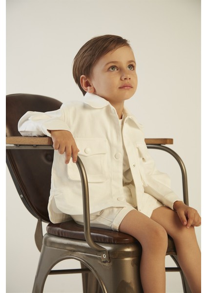 Erkek Çocuk Baskılı Beyaz Kot Ceket indirimleri