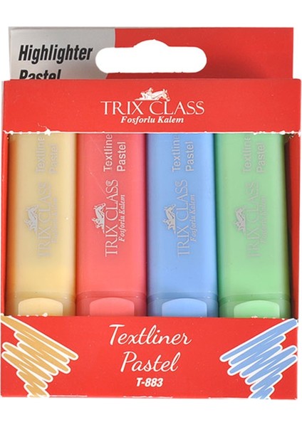 Pastel Fosforlu Kalem 4’lü