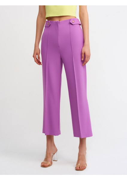 5026 Düğme Detaylı Pantolon-Lila modelleri