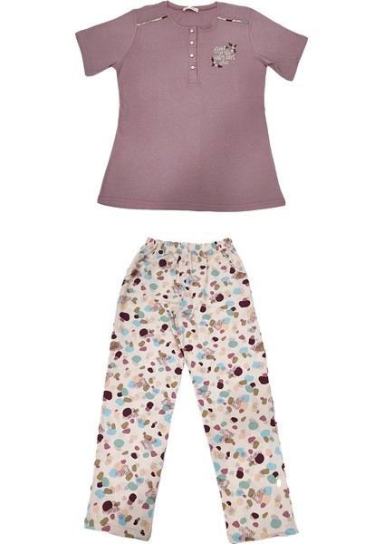 Over Sleep 135K Kadın Yazlık Pamuk Kısa Kol Pijama