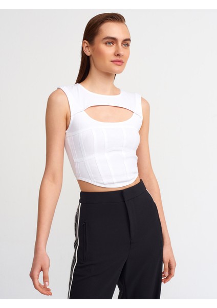 30106 Pencereli Korse Top-Beyaz