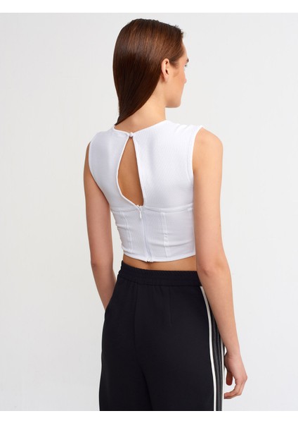 30106 Pencereli Korse Top-Beyaz