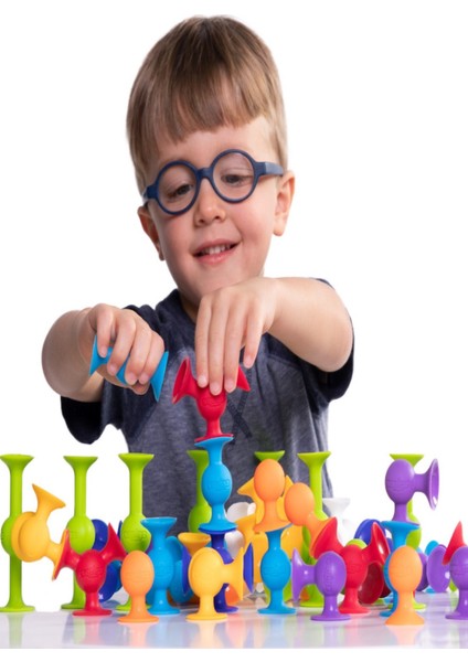 Vantuzlu Vakum Molekül 25 Parça Yapı Silikon Taşları Popit Duyusal Eğitici Oyuncak Squigz