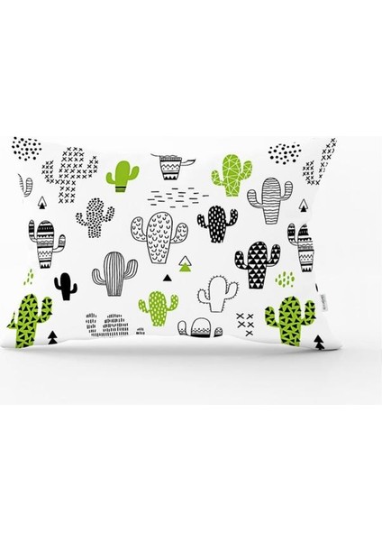 Kaktüs Desenli Yastık & Kırlent & Kırlent Kılıfı 35X55 cm