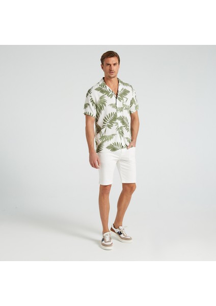 Nautıca Erkek Beyaz Slım Fıt Bermuda Şort BC25802T.1MA