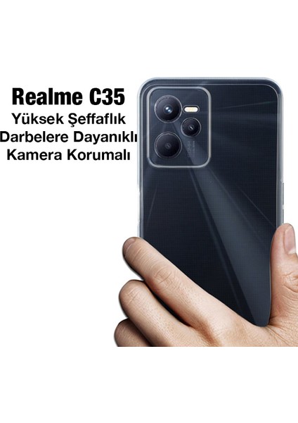 Realme C35 Kılıf Kamera Korumalı Ultra Ince Şeffaf Silikon Kılıf fiyatları
